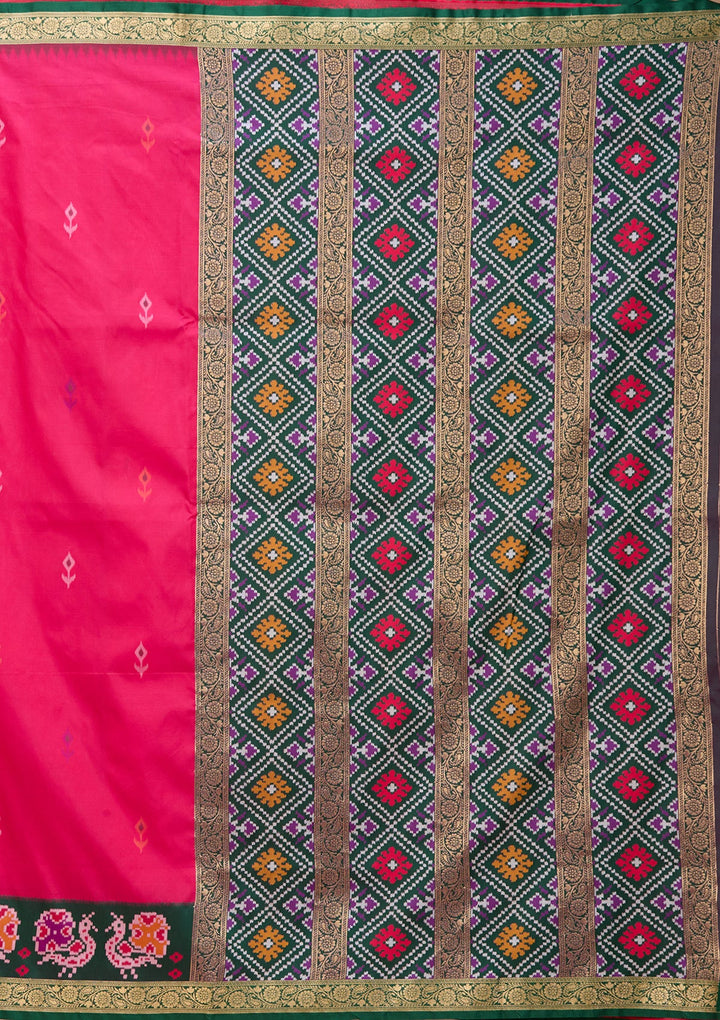 Rani Pink Art Silk Patola Jaal Saree With Matching Blouse Piece