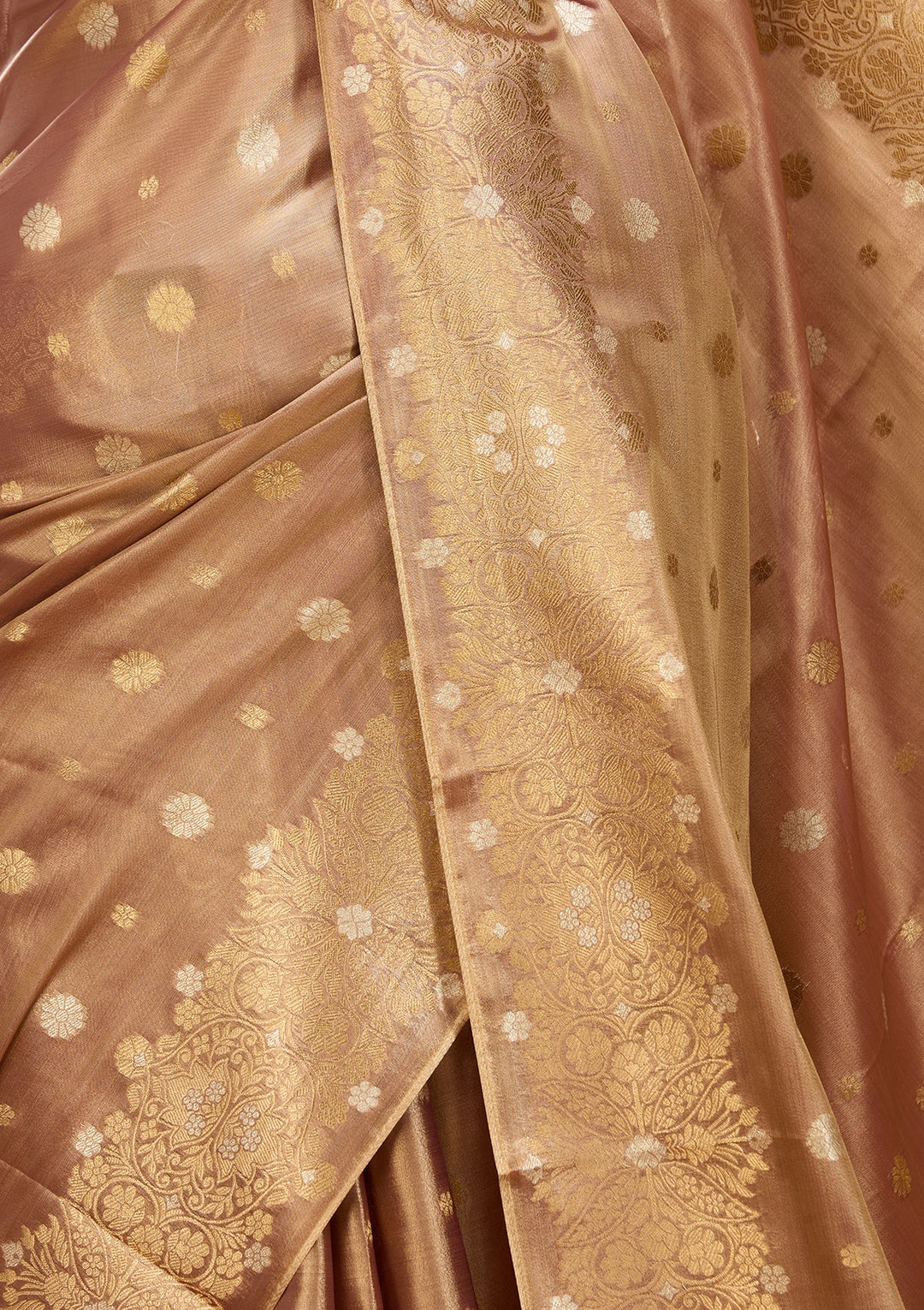 Brown Art Silk Kanjivaram Jaal Saree With Matching Blouse Piece