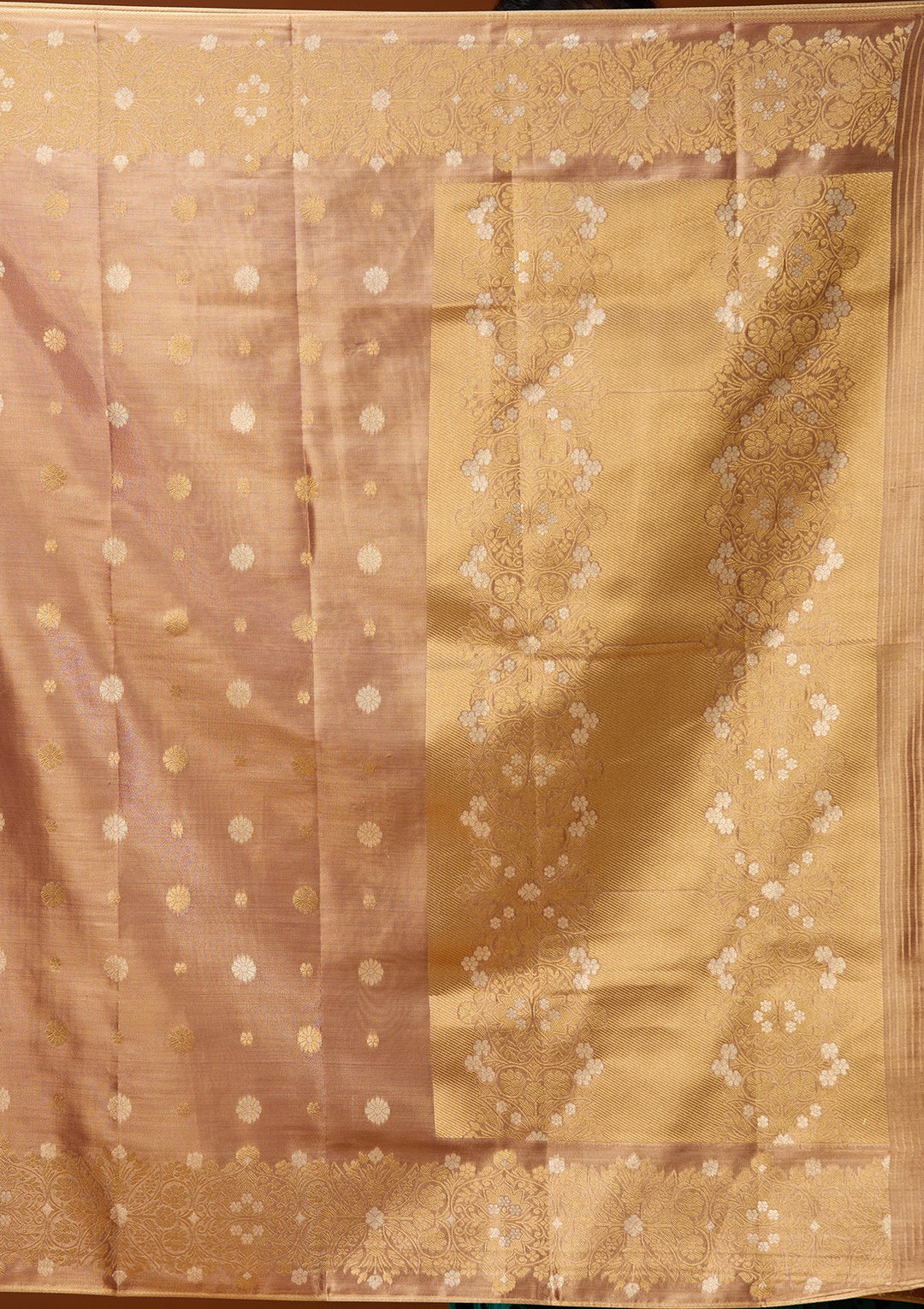 Brown Art Silk Kanjivaram Jaal Saree With Matching Blouse Piece