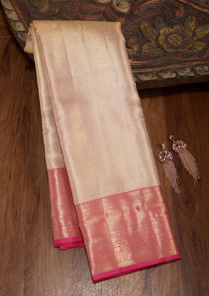 Peach Dharmavaram Tissue Silk Saree
