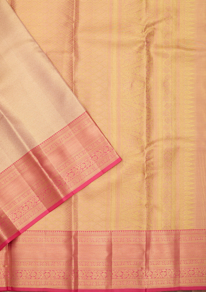 Peach Dharmavaram Tissue Silk Saree