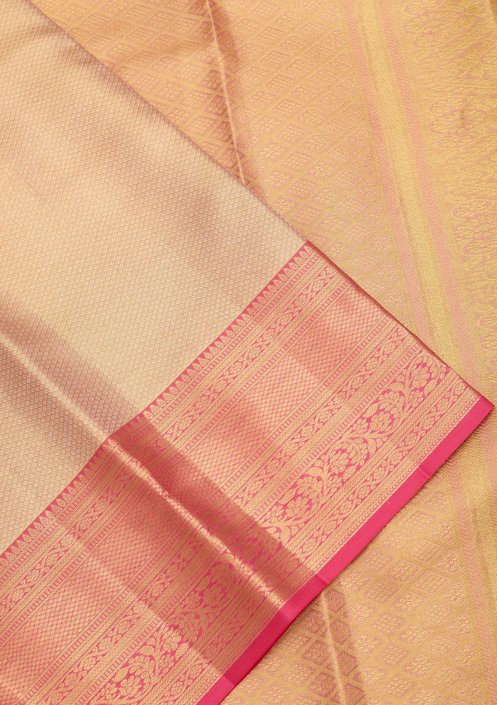 Peach Dharmavaram Tissue Silk Saree
