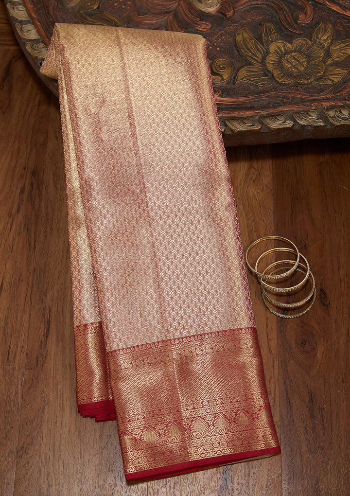 Peach Dharmavaram Tissue Silk Saree