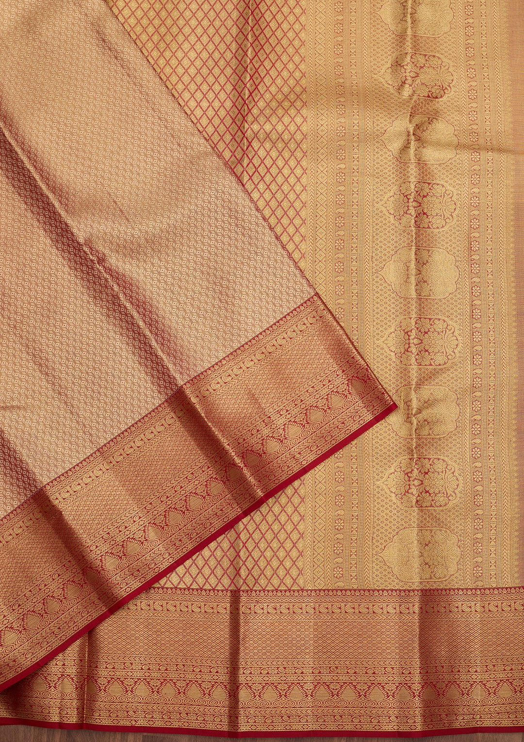 Peach Dharmavaram Tissue Silk Saree