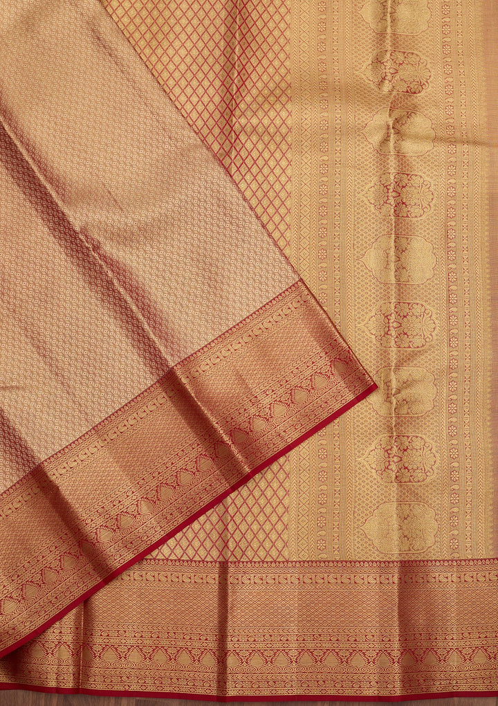 Peach Dharmavaram Tissue Silk Saree