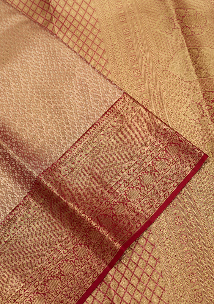 Peach Dharmavaram Tissue Silk Saree