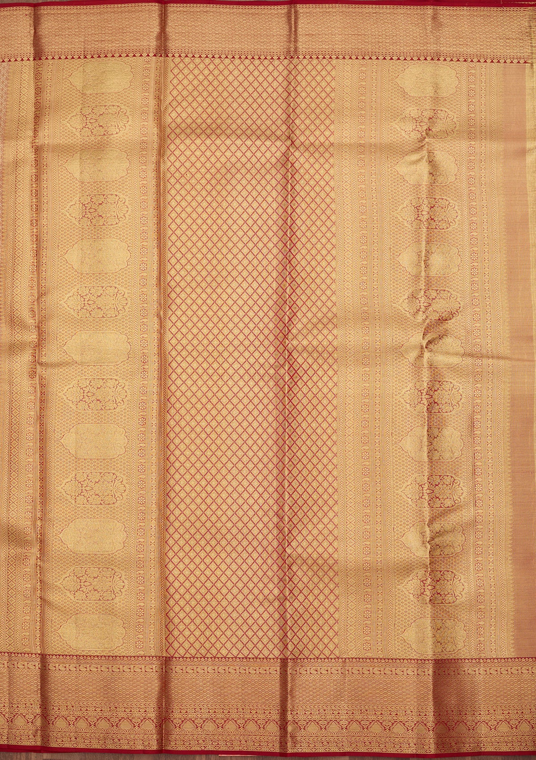 Peach Dharmavaram Tissue Silk Saree