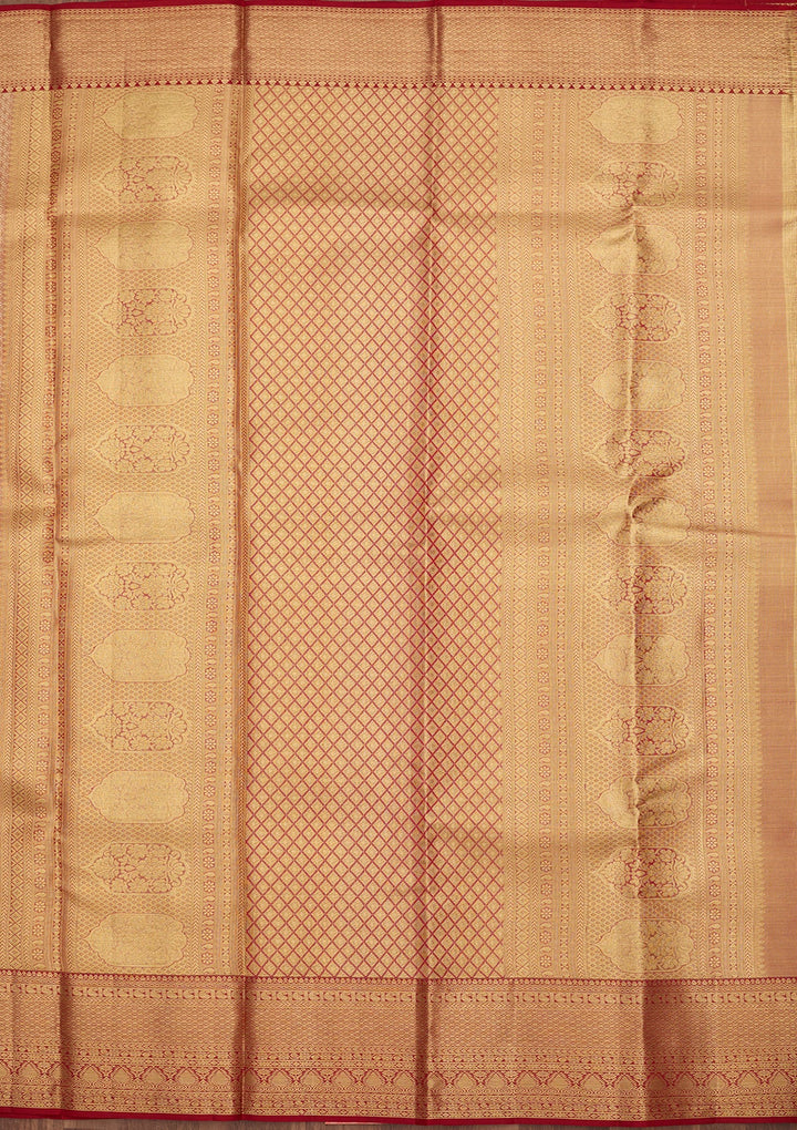 Peach Dharmavaram Tissue Silk Saree
