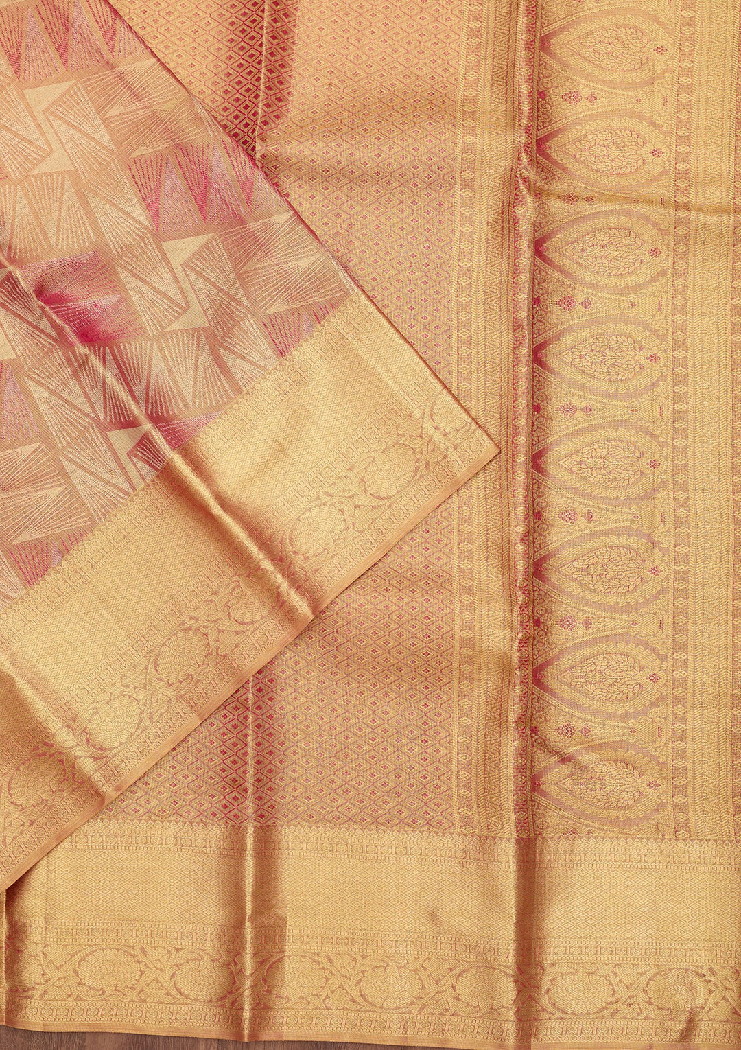 Peach Dharmavaram Tissue Silk Saree