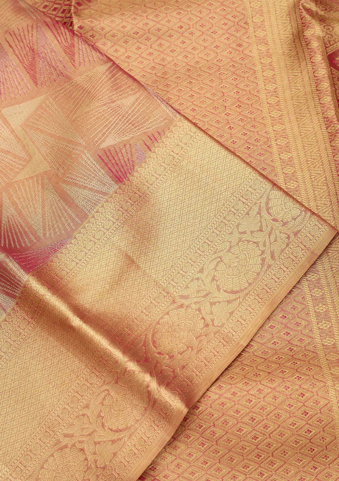 Peach Dharmavaram Tissue Silk Saree