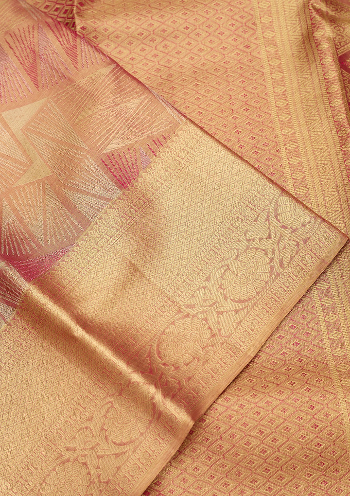 Peach Dharmavaram Tissue Silk Saree
