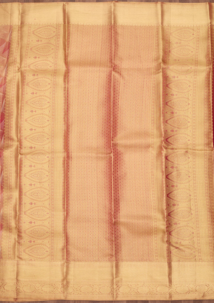 Peach Dharmavaram Tissue Silk Saree