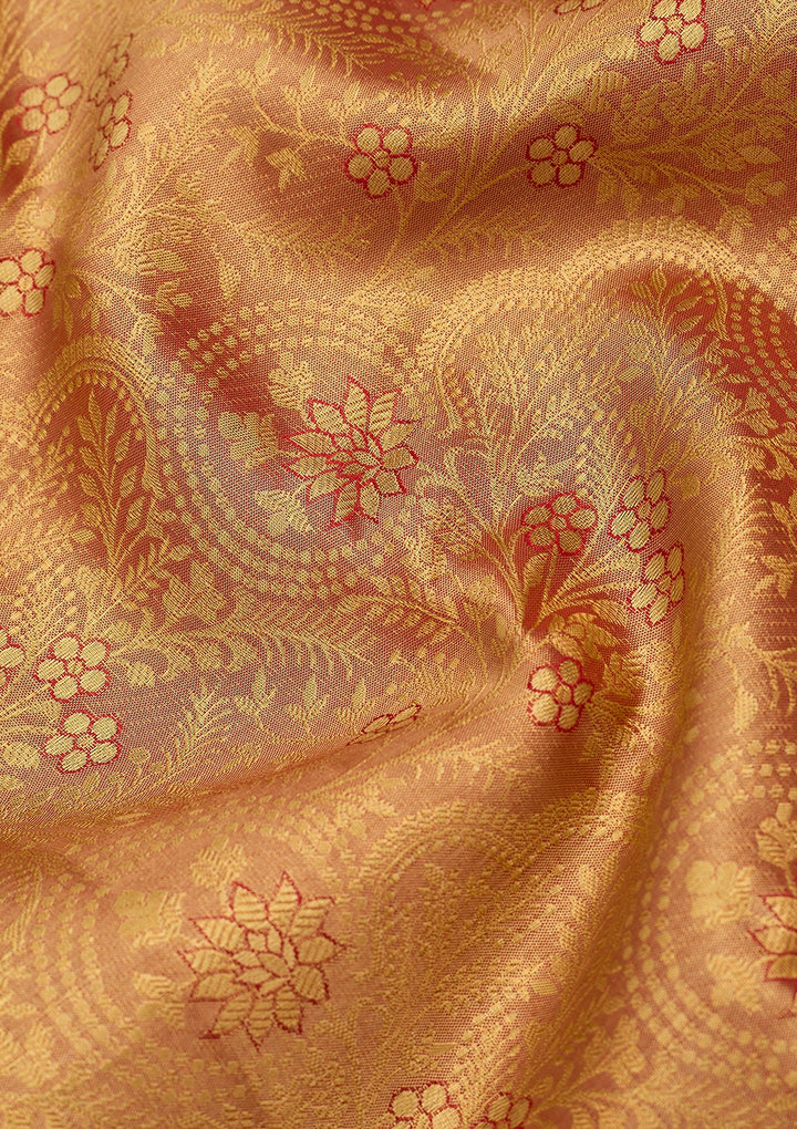 Peach Dharmavaram Tissue Silk Saree