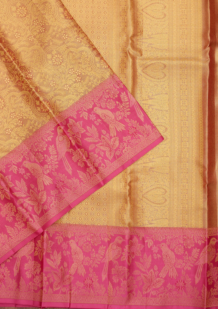 Peach Dharmavaram Tissue Silk Saree
