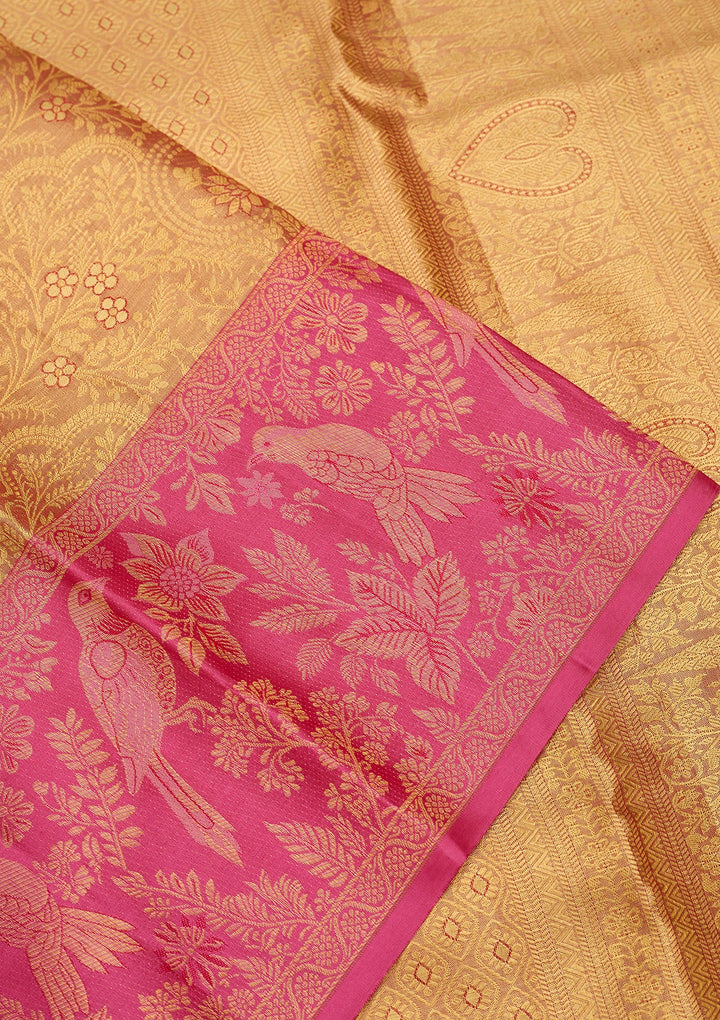 Peach Dharmavaram Tissue Silk Saree