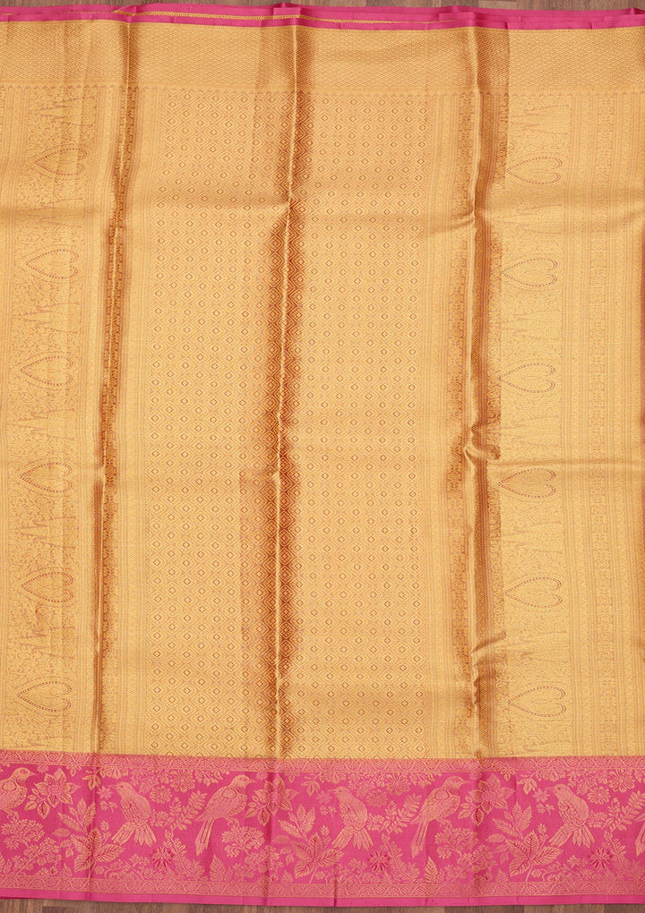 Peach Dharmavaram Tissue Silk Saree