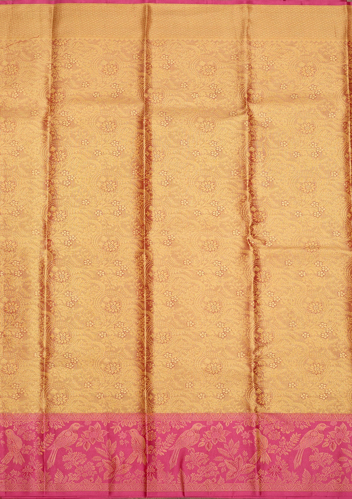 Peach Dharmavaram Tissue Silk Saree