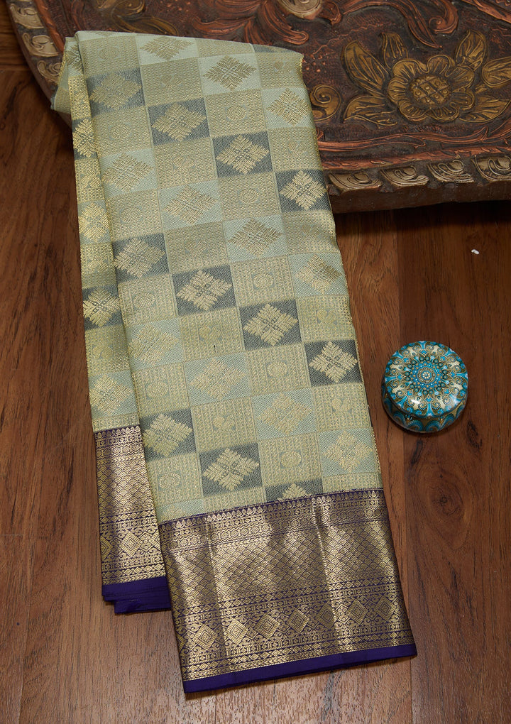 Sea Green Dharmavaram Tissue Silk Saree