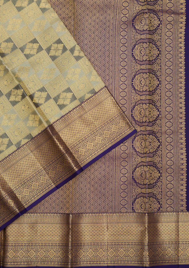 Sea Green Dharmavaram Tissue Silk Saree