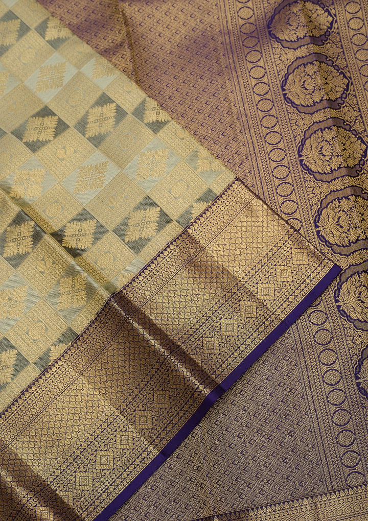 Sea Green Dharmavaram Tissue Silk Saree