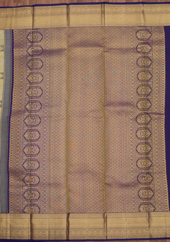 Sea Green Dharmavaram Tissue Silk Saree