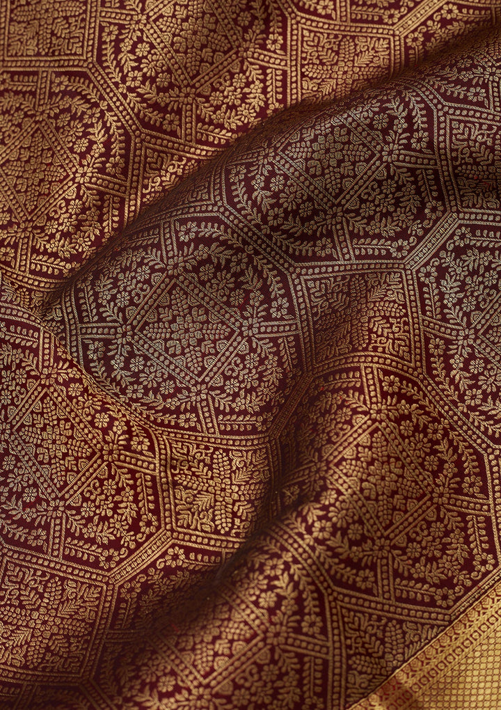 Maroon Dharmavaram Pure Silk Saree