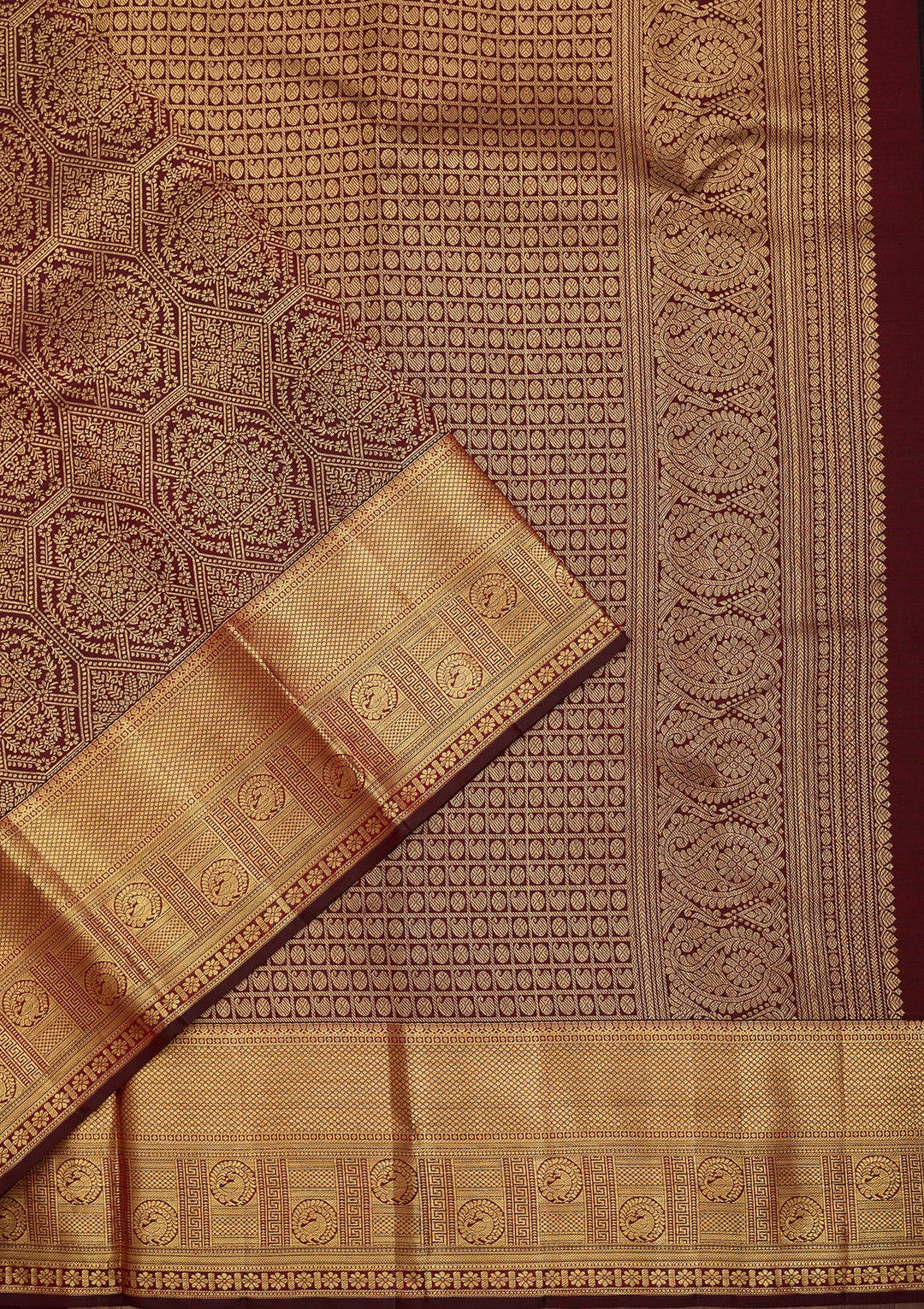 Maroon Dharmavaram Pure Silk Saree