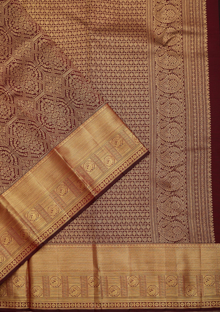 Maroon Dharmavaram Pure Silk Saree