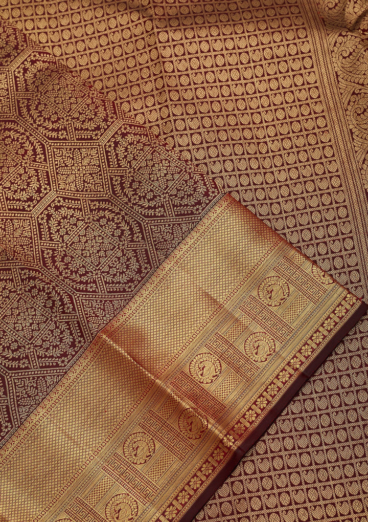 Maroon Dharmavaram Pure Silk Saree