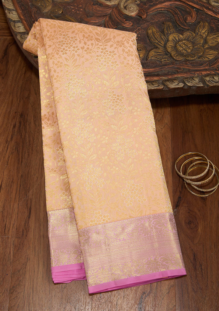 Peach Dharmavaram Art Silk Saree