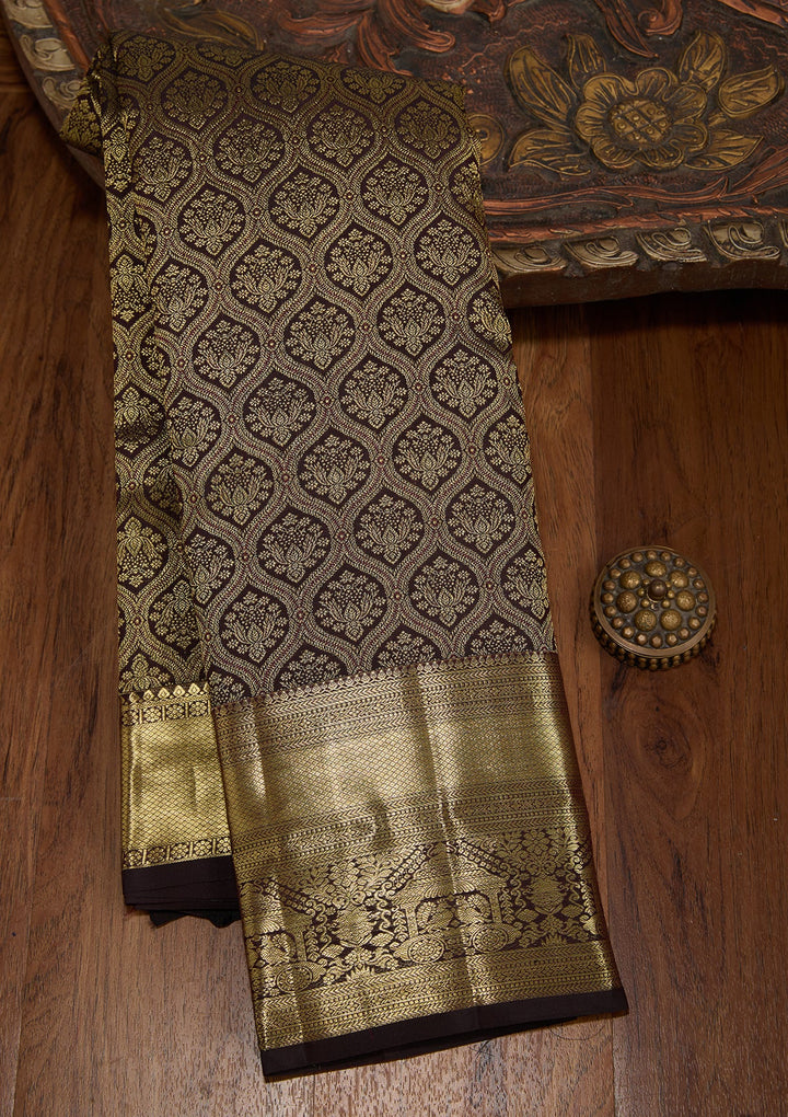 Brown Dharmavaram Pure Silk Saree