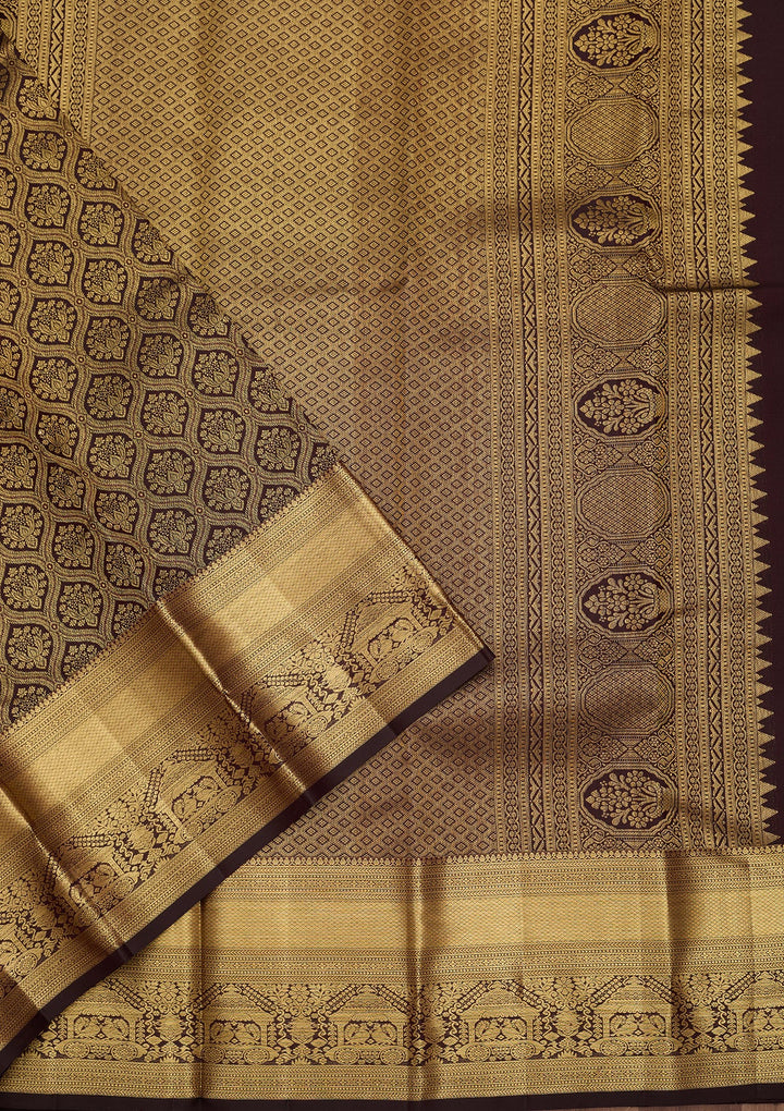 Brown Dharmavaram Pure Silk Saree