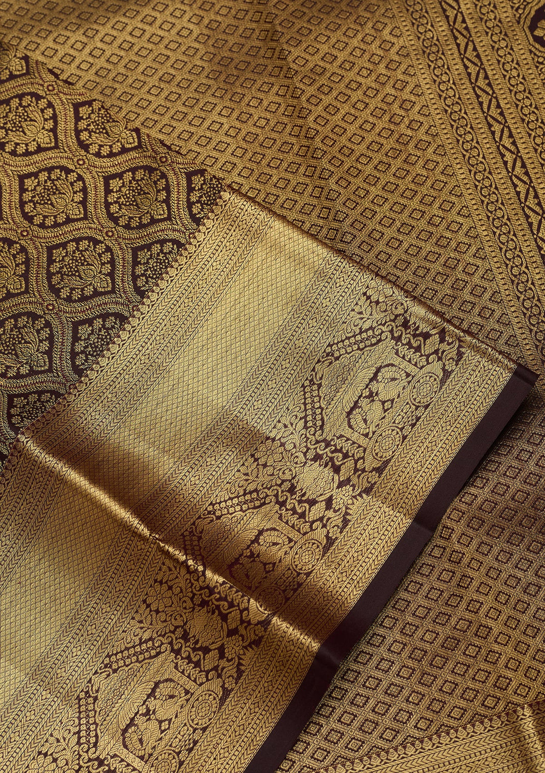 Brown Dharmavaram Pure Silk Saree
