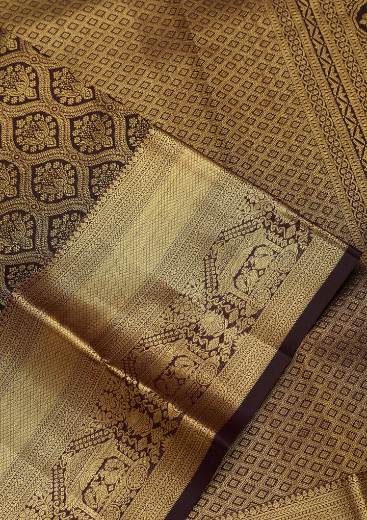 Brown Dharmavaram Pure Silk Saree