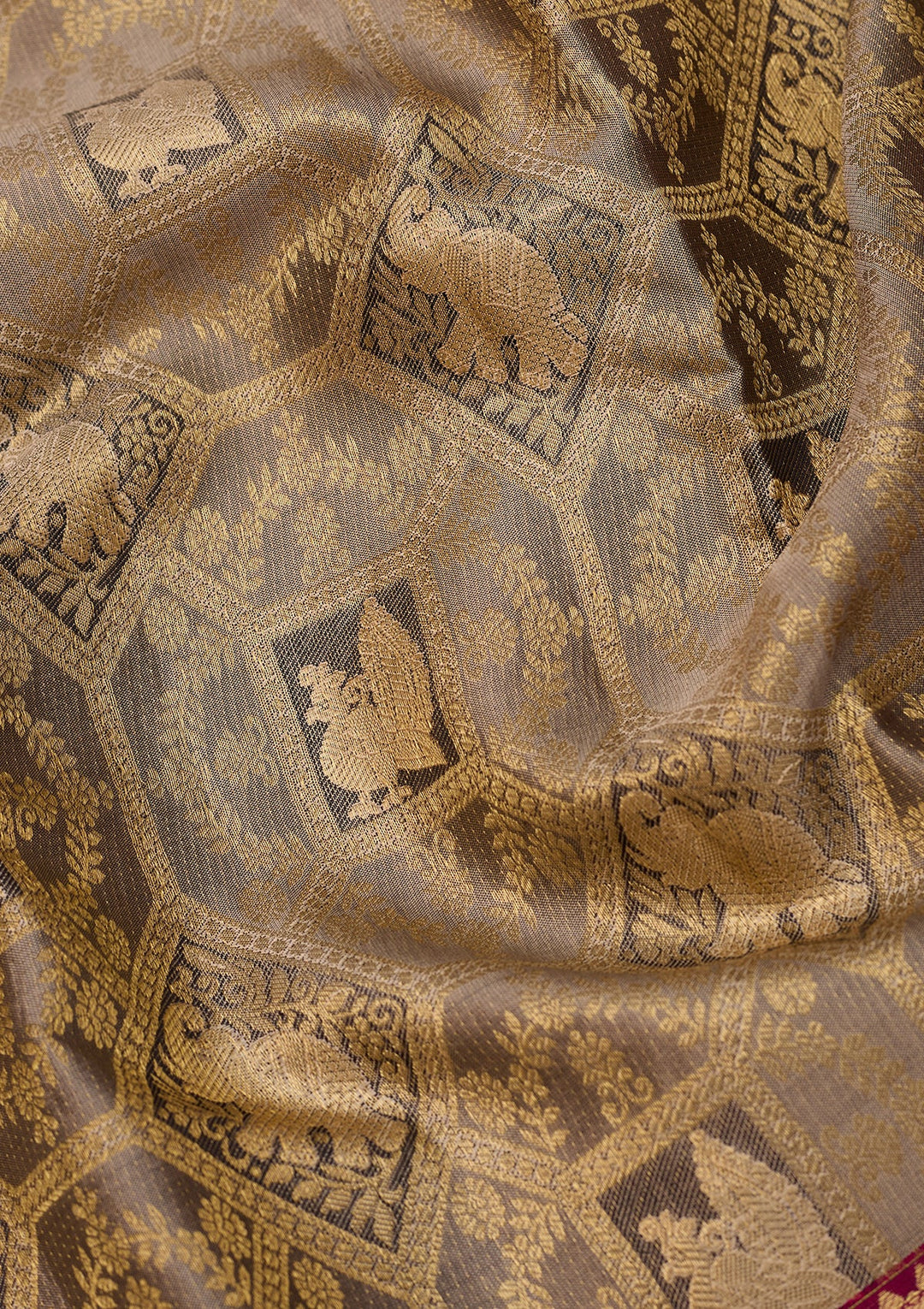 Light Grey Dharmavaram Pure Silk Saree With Matching Blouse Piece