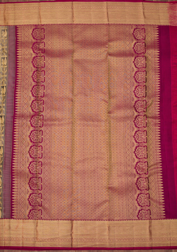 Light Grey Dharmavaram Pure Silk Saree With Matching Blouse Piece