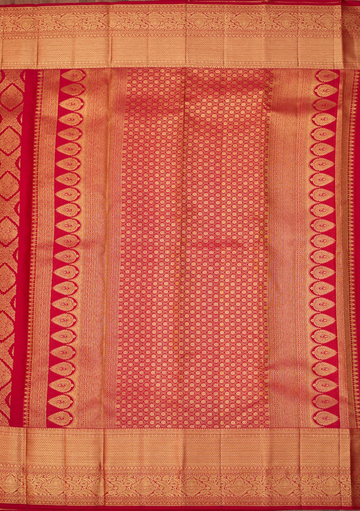 Rani Pink Dharmavaram Pure Silk Saree With Matching Blouse Piece