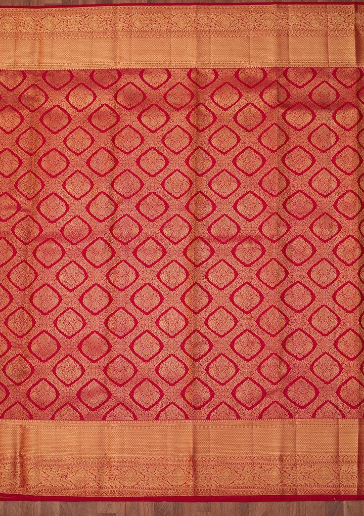 Rani Pink Dharmavaram Pure Silk Saree With Matching Blouse Piece