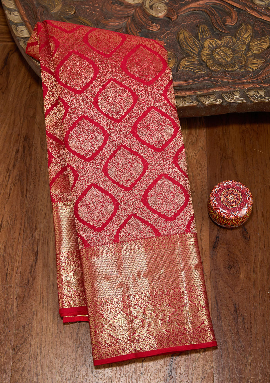 Red Dharmavaram Pure Silk Saree
