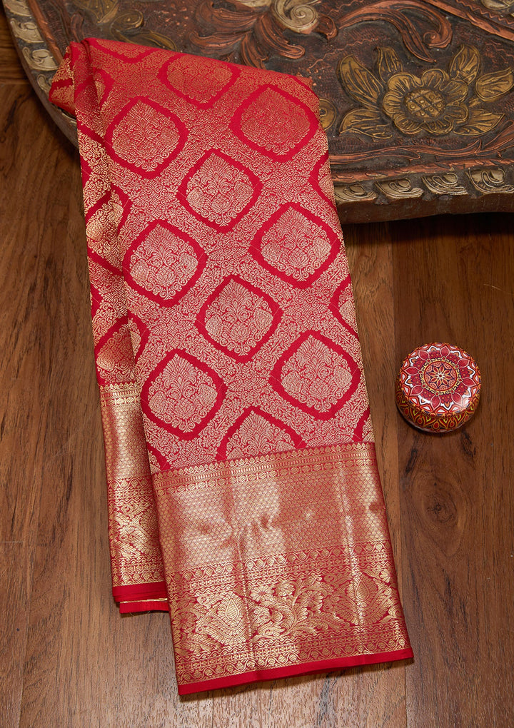 Red Dharmavaram Pure Silk Saree