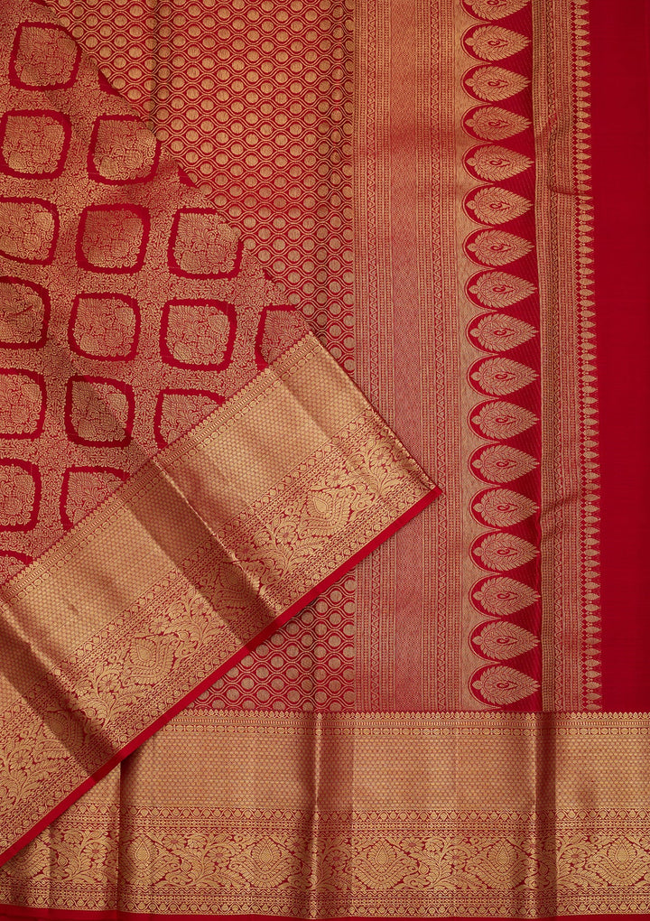 Red Dharmavaram Pure Silk Saree
