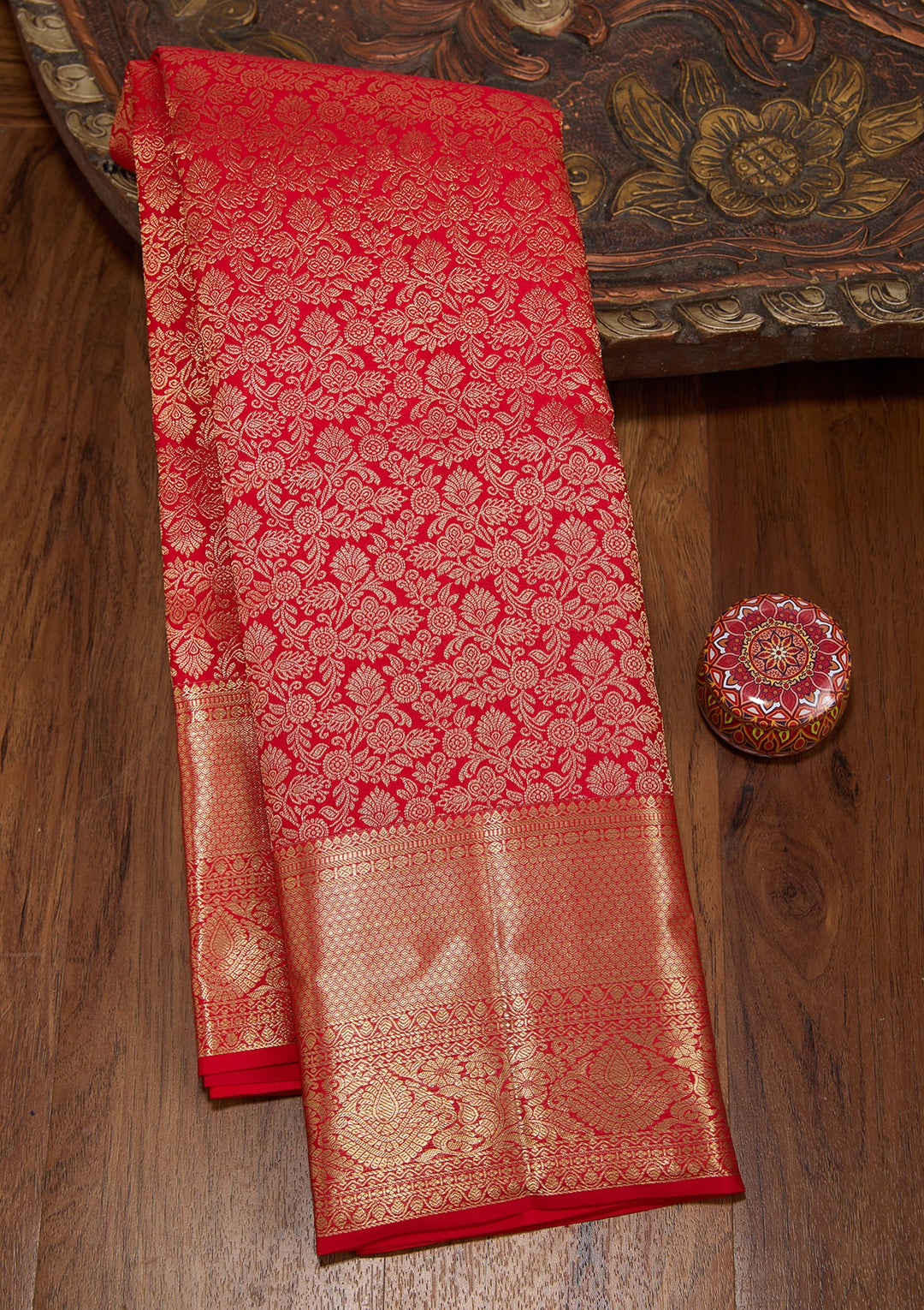 Red Dharmavaram Pure Silk Saree
