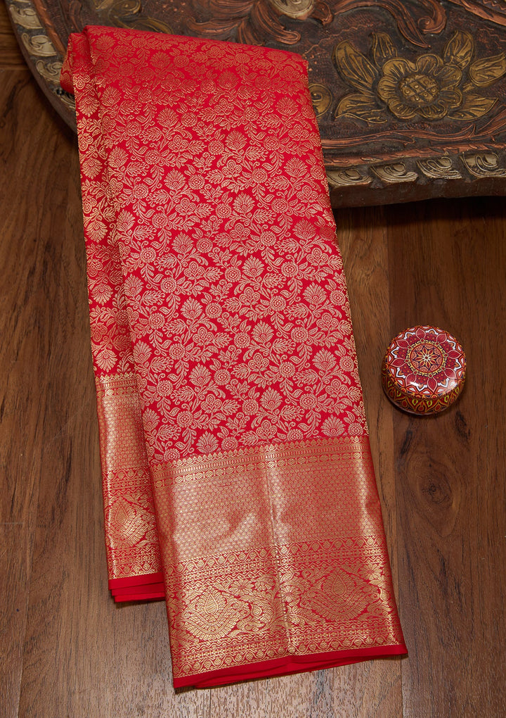 Red Dharmavaram Pure Silk Saree