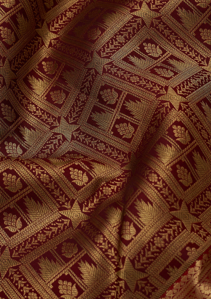 Maroon Dharmavaram Pure Silk Saree