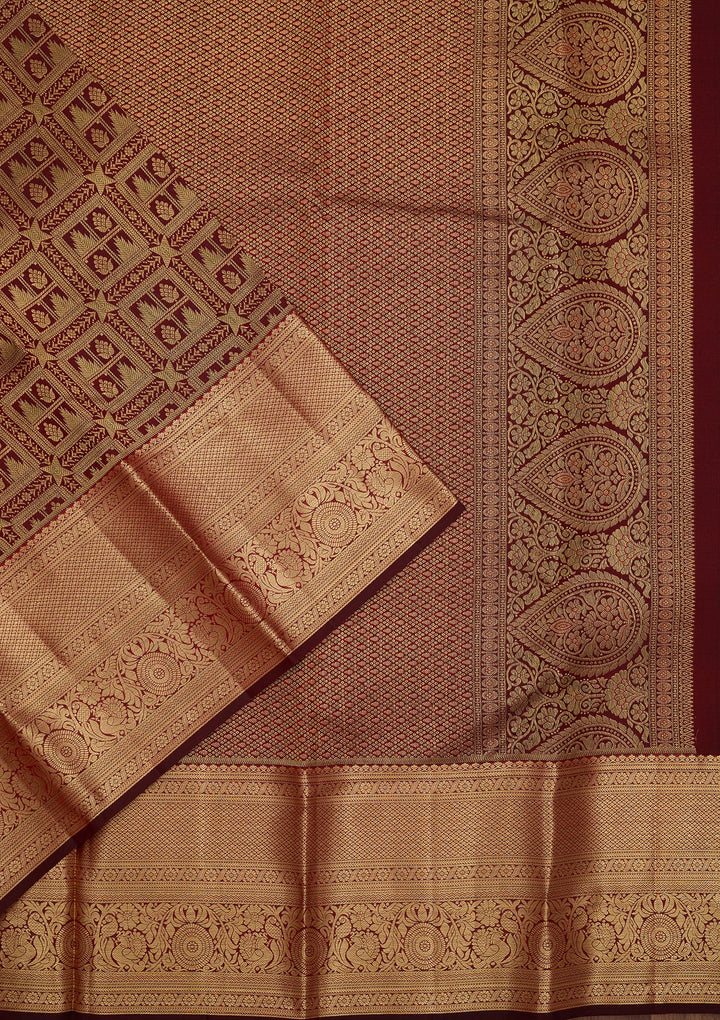 Maroon Dharmavaram Pure Silk Saree