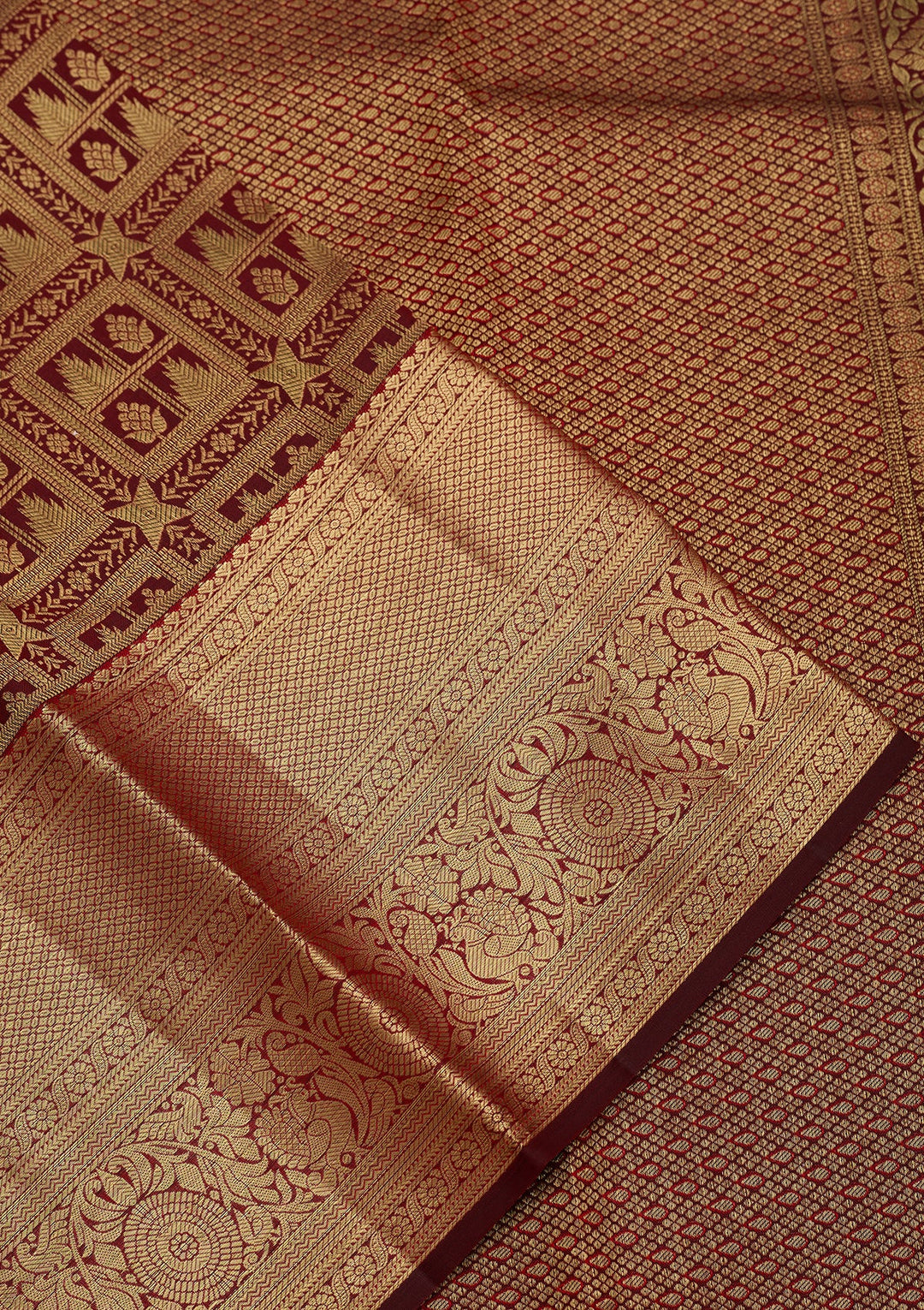 Maroon Dharmavaram Pure Silk Saree