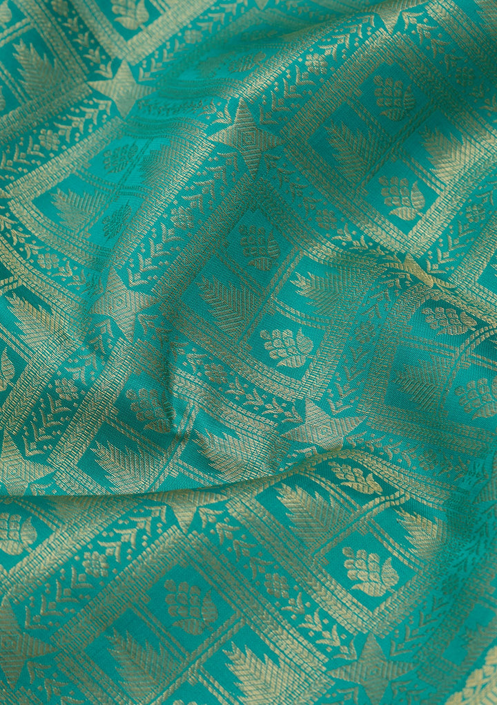 Sea Green Dharmavaram Pure Silk Saree