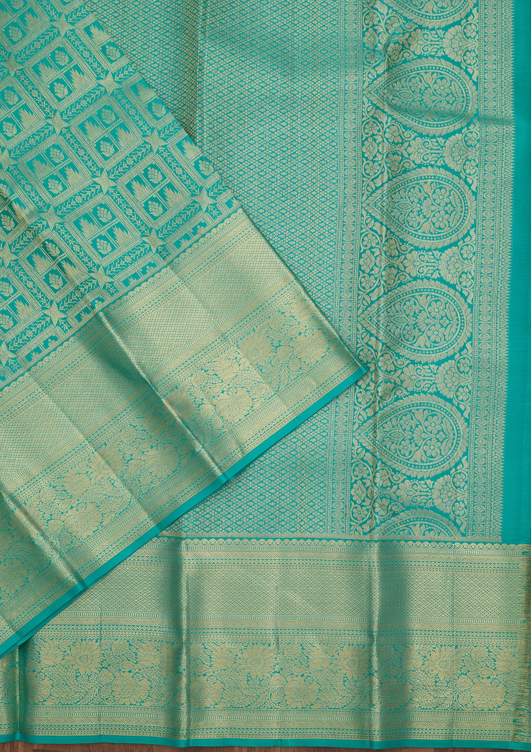 Sea Green Dharmavaram Pure Silk Saree