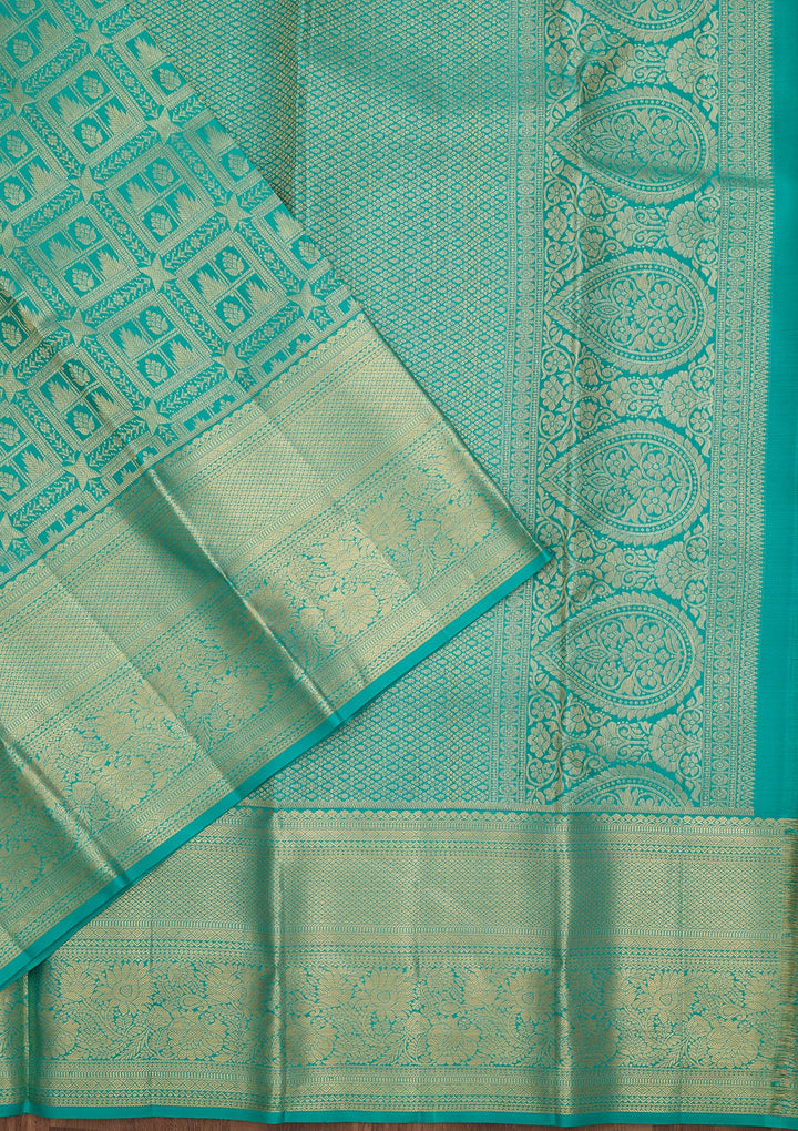 Sea Green Dharmavaram Pure Silk Saree