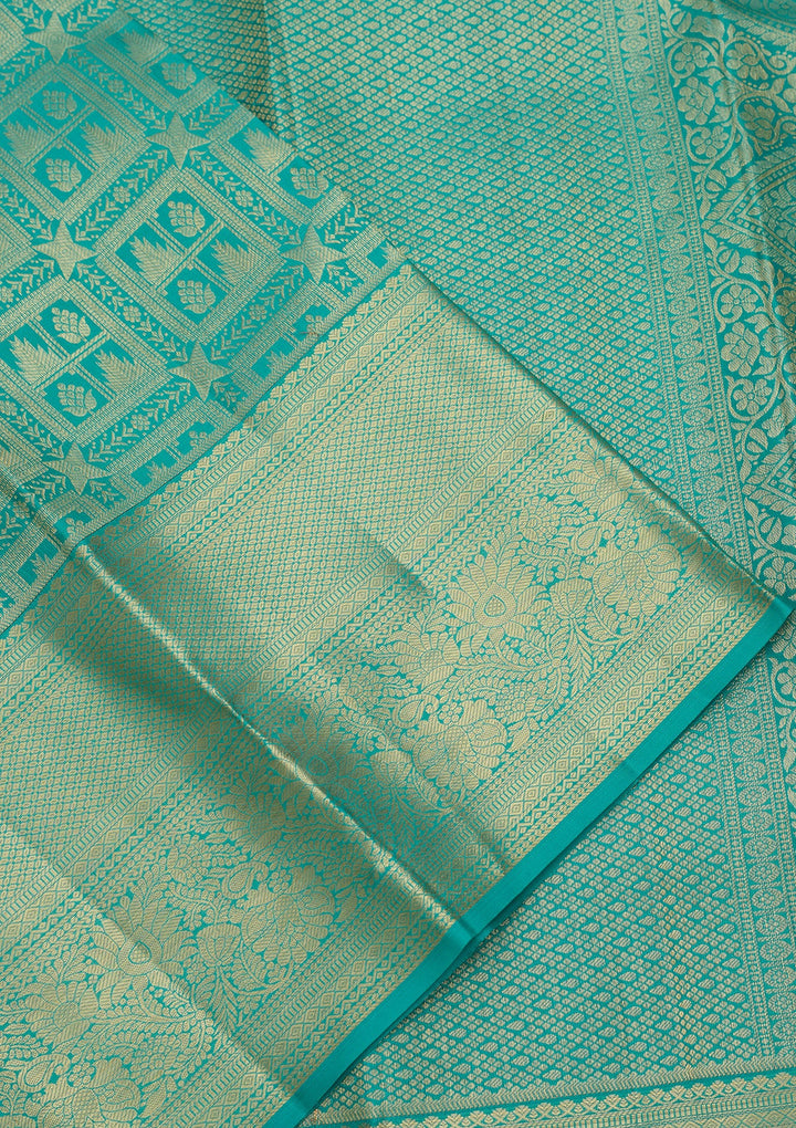 Sea Green Dharmavaram Pure Silk Saree